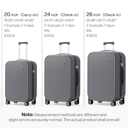 20 Inch Carry On Luggage PC Hardside Suitcases with Wheels & TSA for Travel Woman Men