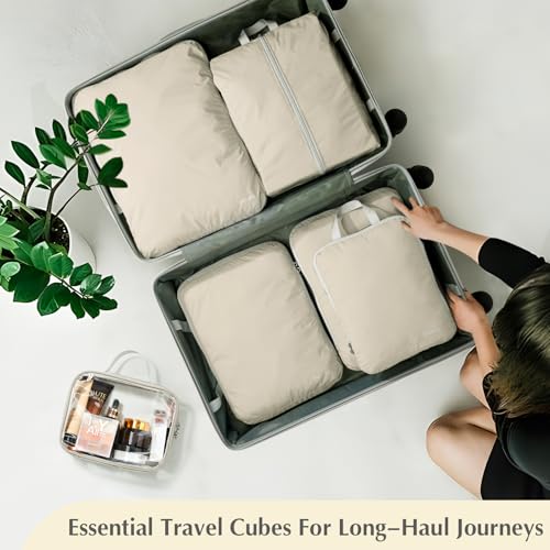 6 Piece Compression Packing Cubes with Shoe Bag (6 Count)