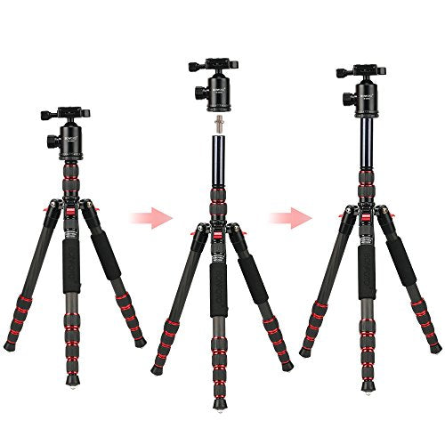 B690C Lightweight Carbon Fiber Portable Tripod Compact Travel Camera Tripod Monopod with 360 Degree Ball Head