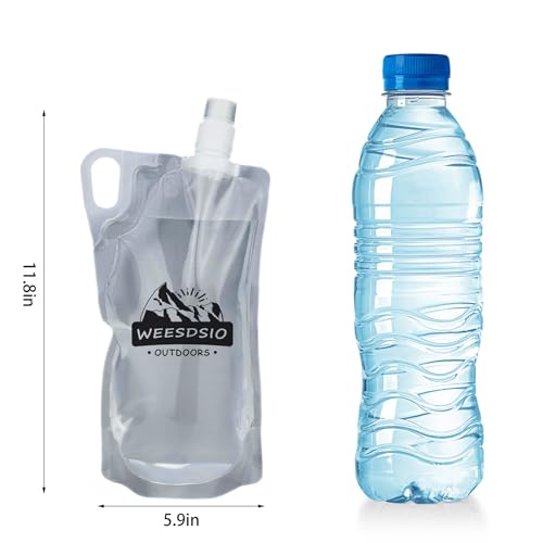 2 Pack 1L Hiking Collapsible Water Bottles with Mountaineering Buckle (2 Count)