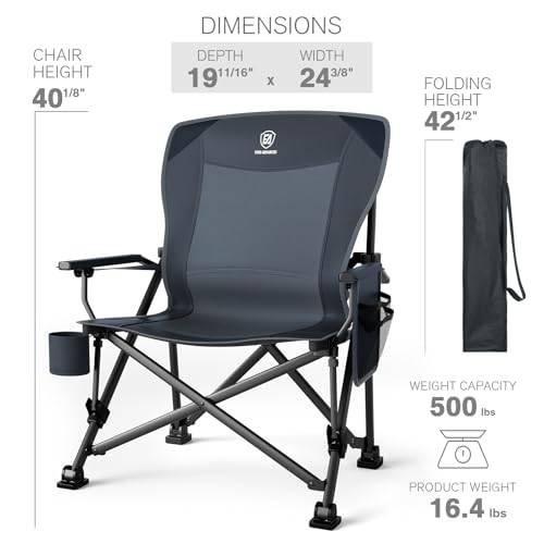 Oversized Folding Camping Chair for Adults with Adjustable Lumbar Support