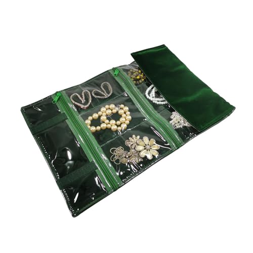 Travel Jewelry Roll Bag Portable Organizer Pouch With Grids&PVC Cover Storage Bags for Necklace
