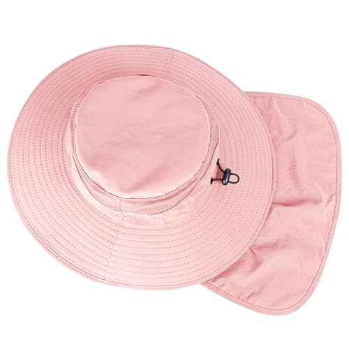 2Pack Sun Hats for Men Women Fishing Hat UPF 50+ Breathable Wide Brim Bucket Hats Summer UV Protection Safari Hat with Neck Flap Black (2 Count)