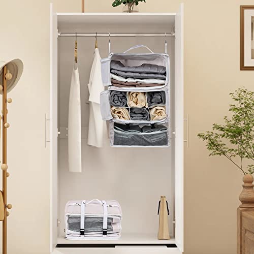 Travel Portable Hanging Shelves Closet Organizer Packing Luggage Storage with Multifunctional and Foldable Invisible Compartment