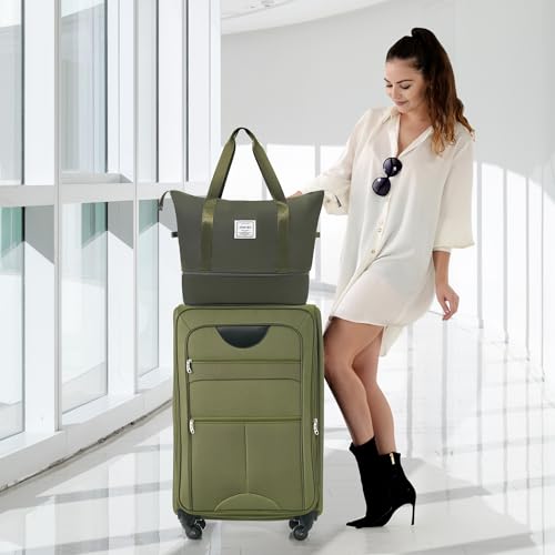 Softside Luggage Set Lightweight 3 Piece Suitcase with Duffel Bag (3 Count)