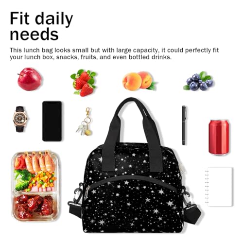 Star Black Fashion Insulated Lunch Bag with Shoulder Strap (color-177)