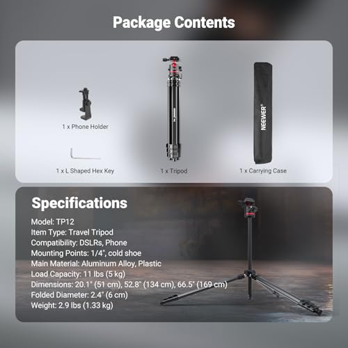 Basics 66.5" 169 cm Travel Tripod for Camera