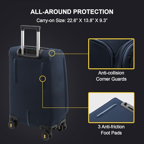 Softside Carry On Luggage 20" Expandable Suitcase with Wheels Blue