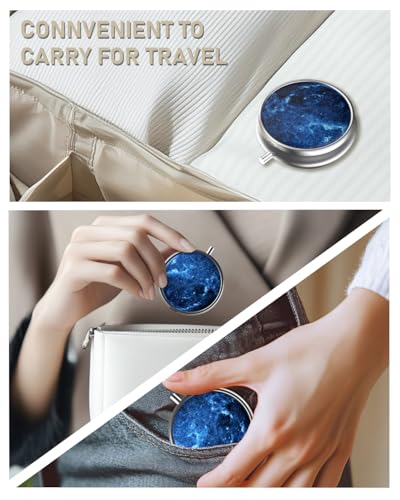 Pill Box 3 Compartment Portable Travel Medicine Box with Mirror