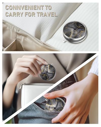Pill Box 3 Compartment Portable Travel Medicine Box with Mirror