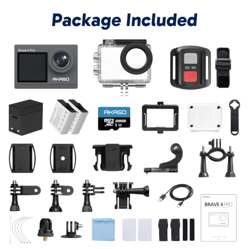 Brave 4 Pro Action Camera 4K with 128GB MicroSD U3 Card Bundle