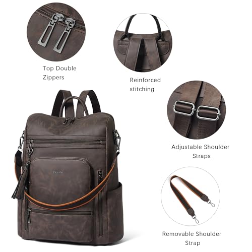 Vegan Leather Laptop Backpack for Women 15.6 inch Work Backpack Fashion Travel Backpack Purse for Business College