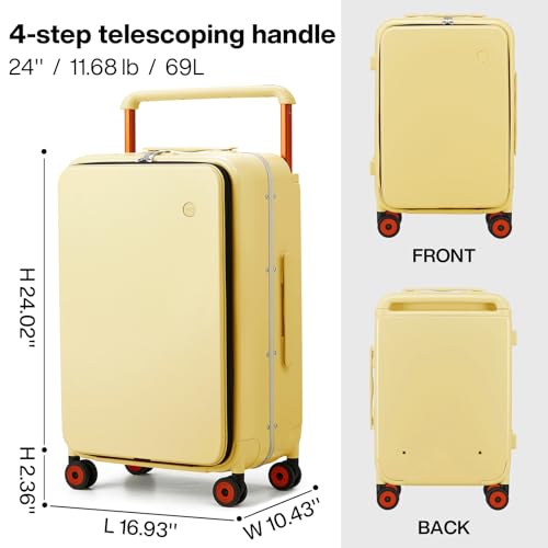 24 Inch Checked Luggage Aluminum Frame Spinner Wheels