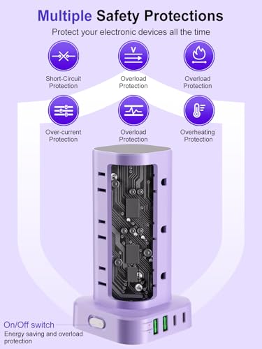 Power Strip Tower with Multiple Outlets