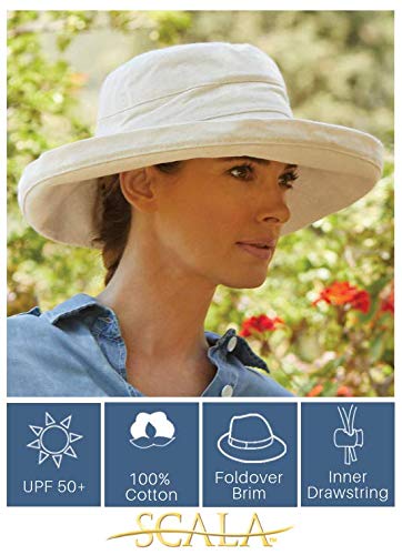 Women's Cotton Hat with Inner Drawstring and Upf 50+ Rating