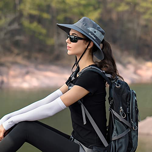 Ponytail Sun Hats for Women UPF 50+ SkyBlue