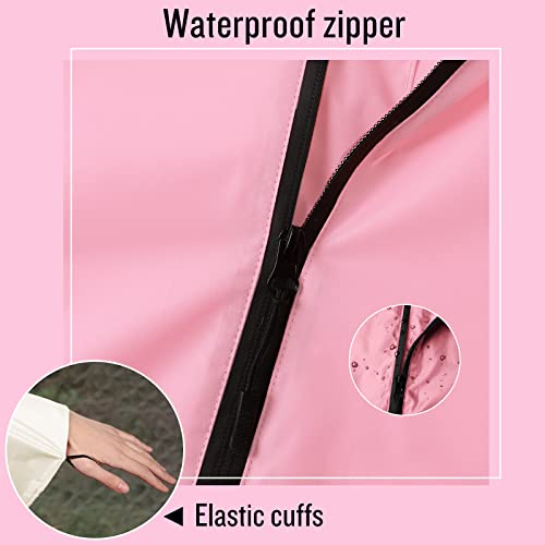 Adult Rain Poncho Waterproof Hooded Zipper Raincoat with Pockets