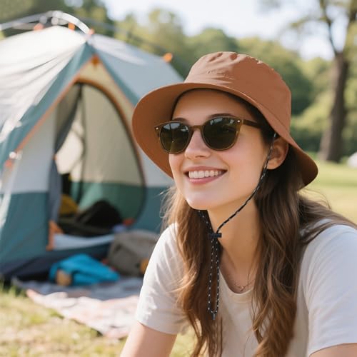 Waterproof Bucket Hats for Woman UPF 50+ Sun Hat Brick Red