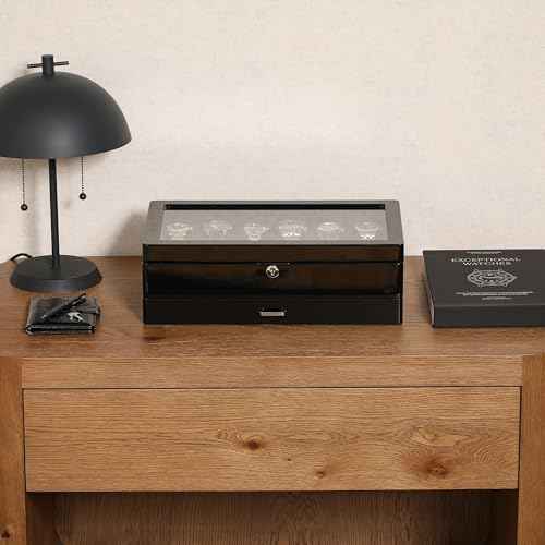 12 Slot Piano Black Watch Box with Valet Drawer