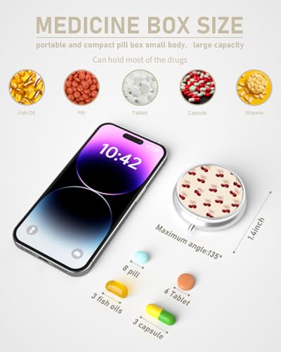 Pill Box 3 Compartment Portable Travel Medicine Box with Mirror
