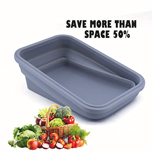 4 Pack Collapsible Silicone Food Containers Storage Lunch Bento Box with Lid BPA Free for Camping (4 Count)