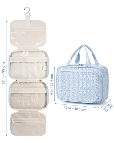 Travel Toiletry Bag for Women Large Hanging Makeup Bag Organizer Toiletries Bag for Full Size Essentials Accessories Cosmetics