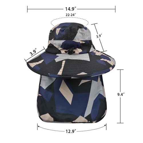 Sun Hats for Men Women with Neck Flap Fishing UPF 50+ UV Protection
