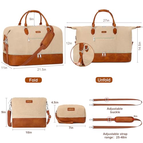 Weekender Bag for Women 21.5" Travel Duffel Large Carry On Bag 3PCS (3 Count)