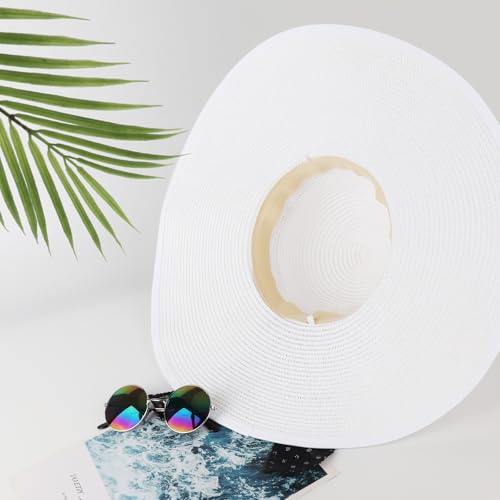 Wide Brim Sun Hat for Women Floppy Straw Hat Summer Beach Hats Fashionable Trendy Hats Sun Protection UPF 50+