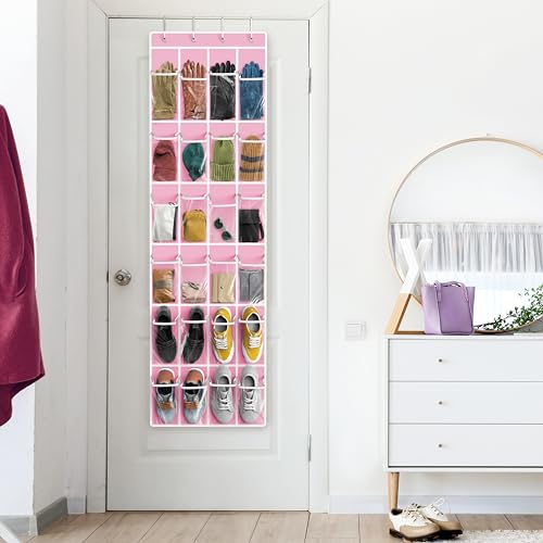 24 Pockets Clear Over the Door Shoe Organizer