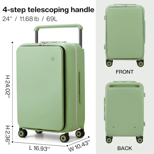 24 Inch Checked Luggage Aluminum Frame Spinner Wheels