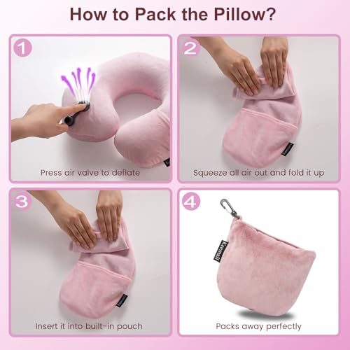Inflatable Travel Neck Pillow for Airplane to Relieve Neck Pain
