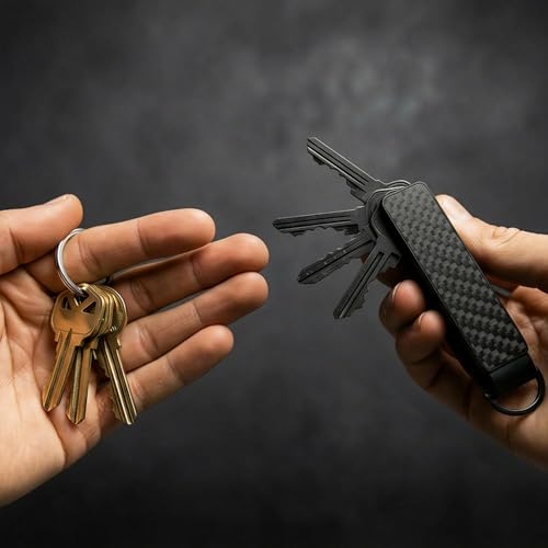 Metallic Aluminum Carbon Fiber Key Organizer holder with Clip