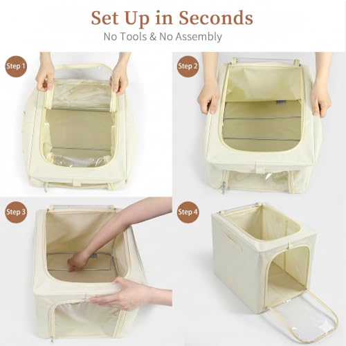 Blanket Storage Bins with Metal Frame for Closet (6 Count)