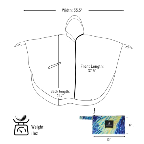 Adults Rain Poncho Waterproof Raincoat Hood with Pocket