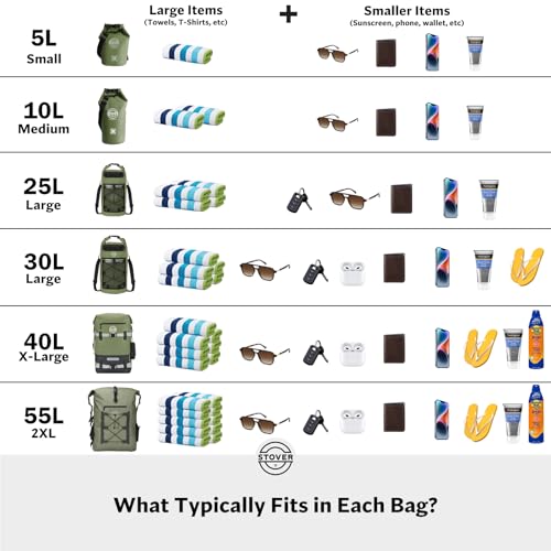 30/40/55L Waterproof Dry Backpack & Phone Case- 2XL Floating Dry Bag for Kayaking, Travel, Hiking, Fishing, Camping, Motorcycles & Beach, Heavy-Duty Roll Top Men/Women (Black)
