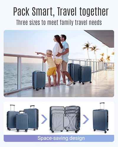 3 Piece Luggage Sets With Spinner Wheels Hardshell TSA Lock