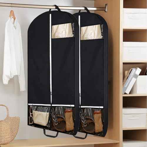 2 PCS 50" Black Garment Bags for Travel (2 Count)