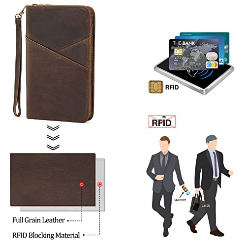 Polare Leather Passport Holder Travel Document Organizer Ticket Holder Case