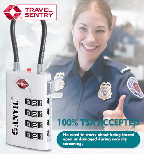 TSA Approved Luggage Locks with Search Alert Indicator (4 Count)