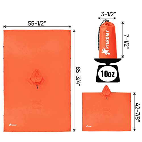 Hooded Rain Poncho for Adults