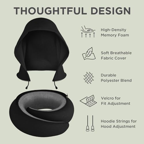 Travel Pillow Neck Pillow with Hood for Airplane Sleeping