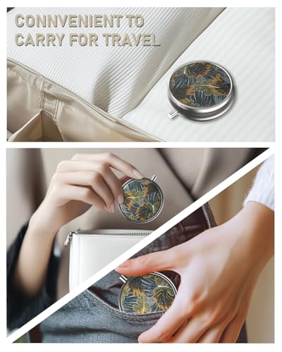 Pill Box 3 Compartment Portable Travel Medicine Box with Mirror