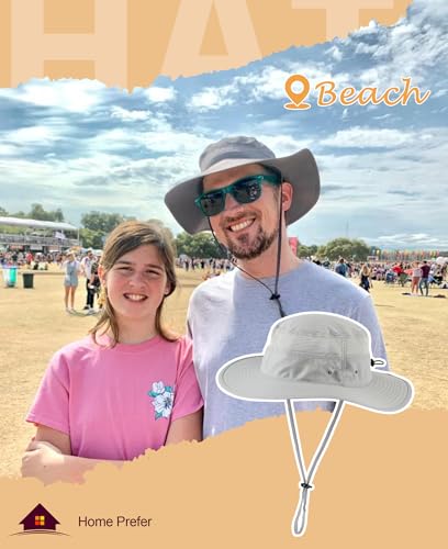 UPF50+ Mens Sun Hat Wide Brim Fishing Hat Airy Womens Bucket Hat UV Protection Hat for Mens Womens Beach Safari Gardening Golf Grey