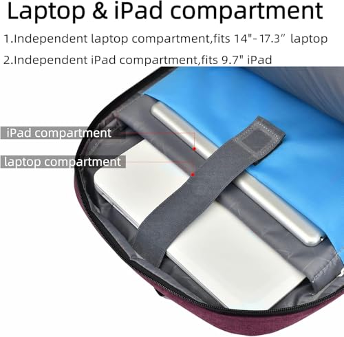 17 Inch Laptop Backpack for Travel Water Resistant College Backpack for Women Laptop Bag with USB Charging Port and Clear Toiletry Bag Work Backpack