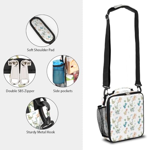 Dinosaur Animal Kids Lunch Box for Girls Boys Reusable Insulated Lunch Bag for Kids Toddler Thermal Cooler Spacious Lunchbox with Shoulder Strap Lunchbag for School Work Picnic (A11:Dinosaur)