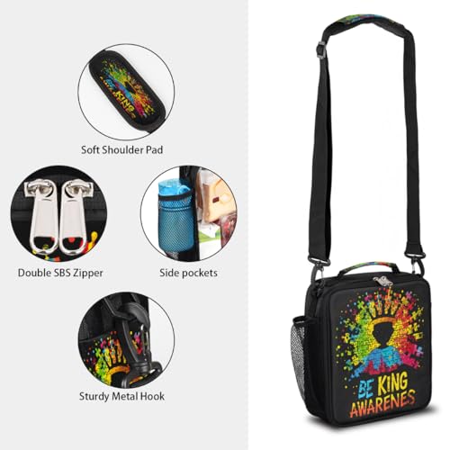 Autism Kids Kids Lunch Box for Girls Boys Reusable Insulated Lunch Bag for Kids Toddler Thermal Cooler Spacious Lunchbox with Shoulder Strap Lunchbag for School Work Picnic (print 9)