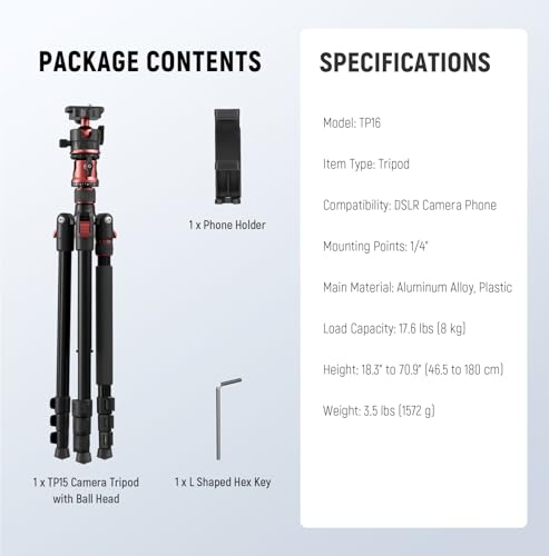 Basics 70.9" Camera Tripod Monopod w Center Column