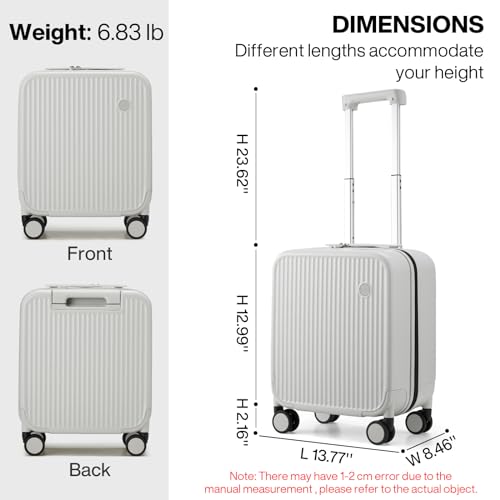 Underseat Carry on Luggage 16 Inch Hardshell PC Suitcase with Spinner Wheels TSA Lock for Travel