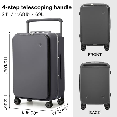 24 Inch Checked Luggage Aluminum Frame Spinner Wheels